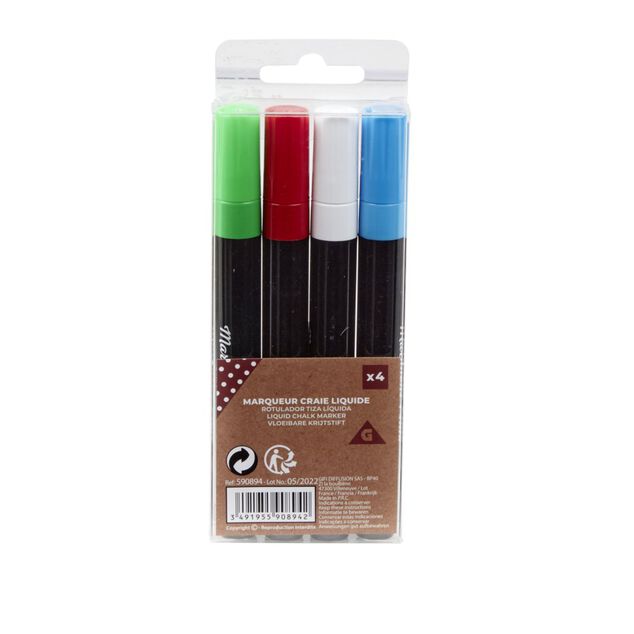 Marqueur craie multicolore X4