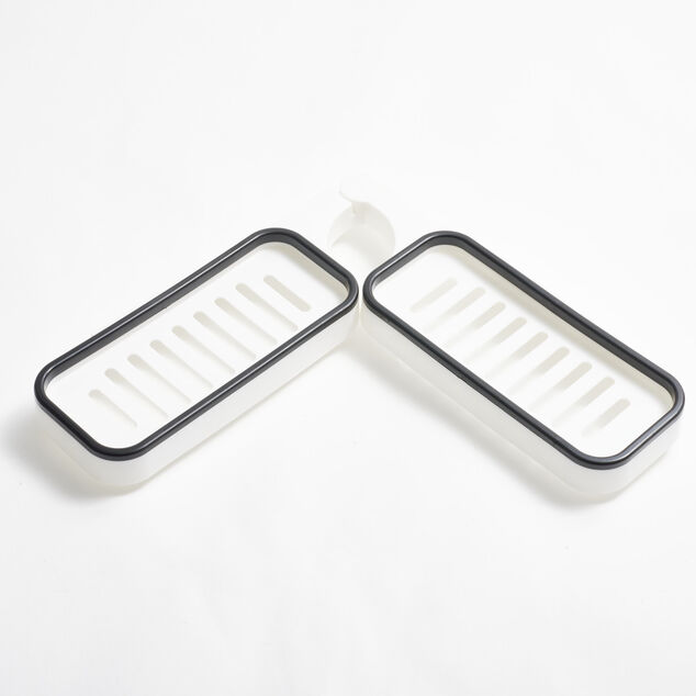 Mini &eacute;tag&egrave;re de robinet salle de bain 2en1 plastique blanc 11x63cm