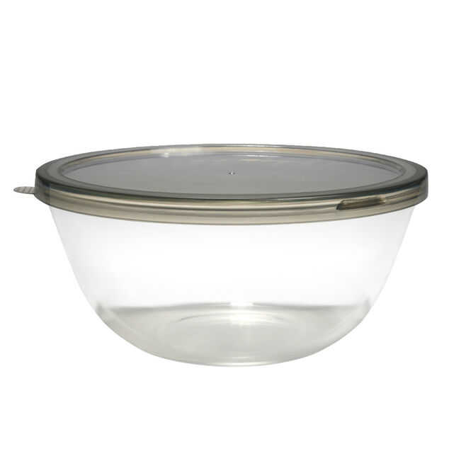 Saladier en verre 4L avec couvercle en plastique