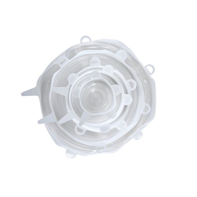 Couvercle silicone transparent 5 tailles assorties &Oslash;6,5cm &agrave; &Oslash;20,5cm