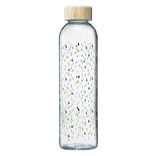 Bouteille en verre motif gouttes avec bouchon en bambou 730 ml