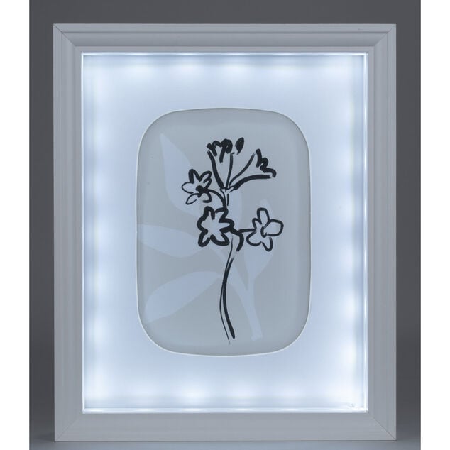 Cadre LED d&eacute;co fleur croquis noir 20xH25cm (2 mod&egrave;les)