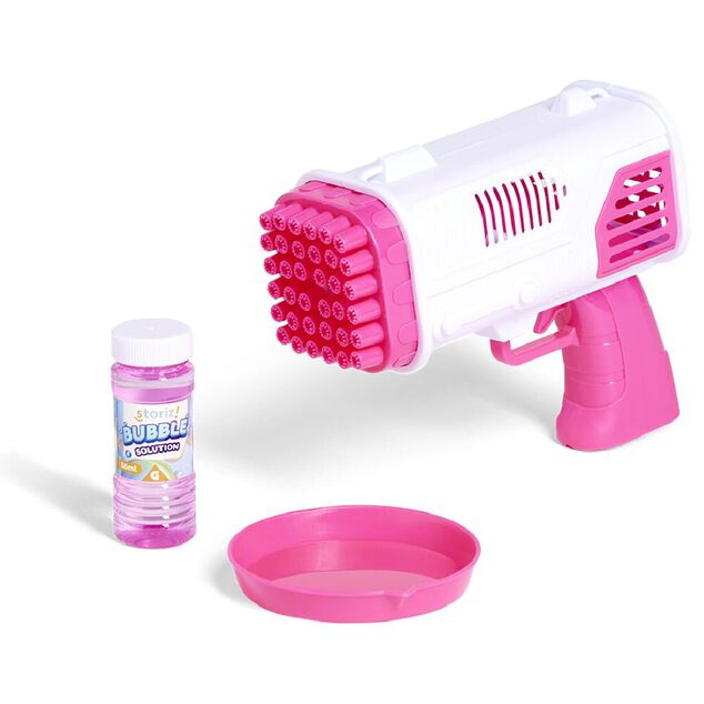 Pistolet &agrave; bulles bazooka 36 buses plastique rose