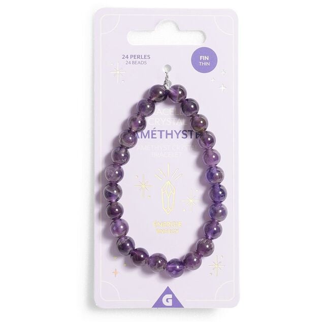 Bracelet crystal large 26 perles am&eacute;thyste noir - &Eacute;nergie