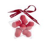 Éponge cosmétique dans boule de Noël transparente H9cm (2 modèles)