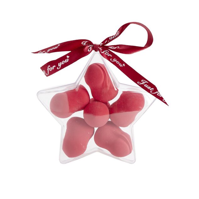 Éponge cosmétique dans boule de Noël transparente H9cm (2 modèles)