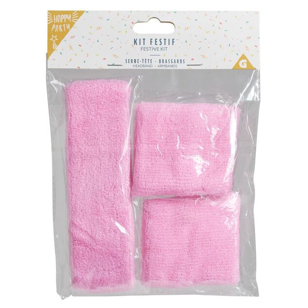 Kit festif 2 bandeaux de poignet et 1 de t&ecirc;te - 4 coloris