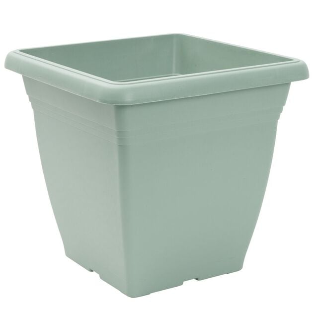 Pot de fleur carr&eacute; 17L plastique vert laurier 32x32xH30cm