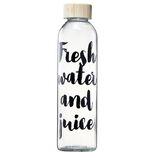 Bouteille en verre inscription noire avec bouchon en bambou 730 ml