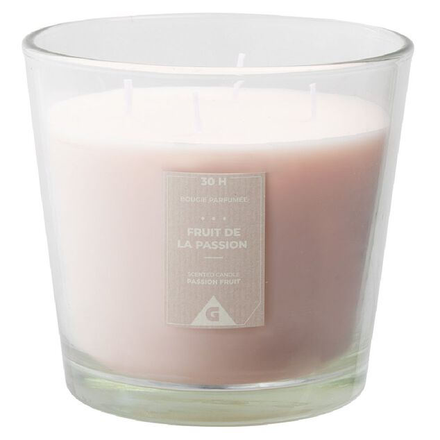Bougie parfum&eacute;e dans verre senteur fruit de la passion H12,5cm 30H