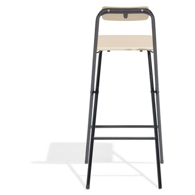 Tabouret de bar pliable en bois Rodin noir et naturel 60x60xH79cm