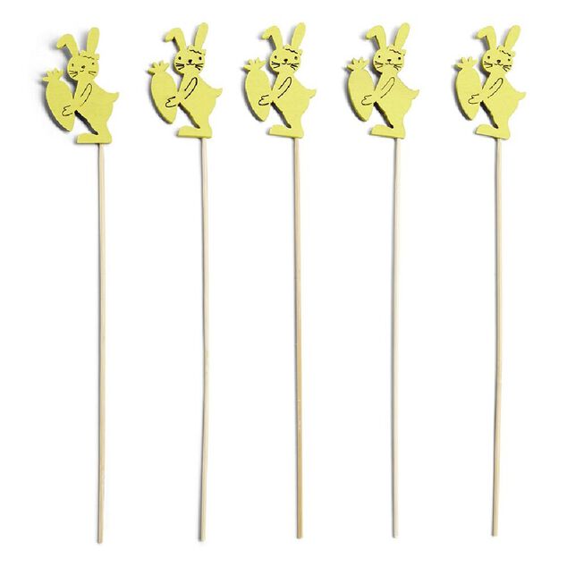 Lot de 5 pics en bois th&egrave;me P&acirc;ques
