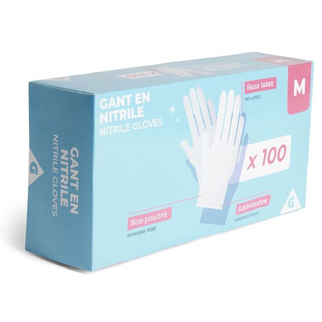 Gants en nitrile taille M bleu x100