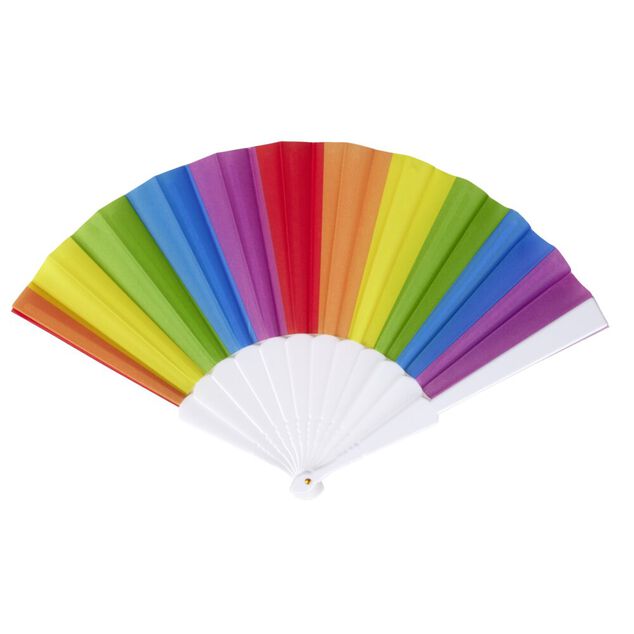 &Eacute;ventail arc-en-ciel tissu multicolore et plastique 23x27cm