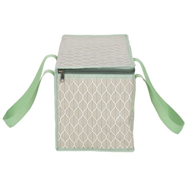 Sac &agrave; repas isotherme beige et vert L.28xl.18xH.21 cm