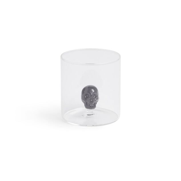 Verre Halloween transparent avec t&ecirc;te de mort int&eacute;rieur 350ml