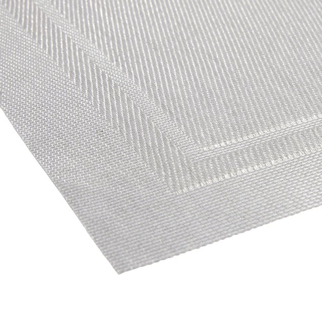 Set de table rectangulaire PVC 30x45cm effet tiss&eacute; gris