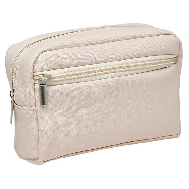 Trousse de toilette simili 20x13xH8cm (2 mod&egrave;les rose ou argent&eacute;e)