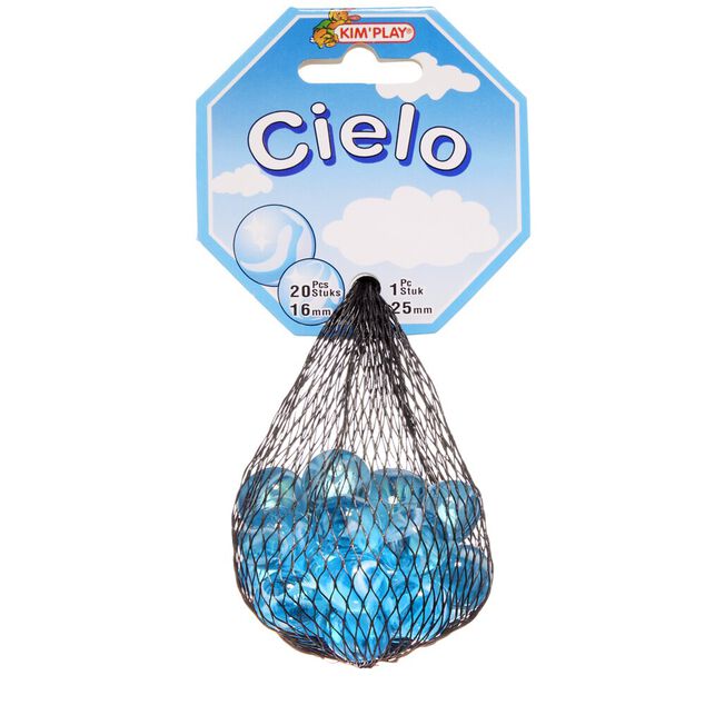 Bille en verre x20 + 1 boulard bleu Cielo