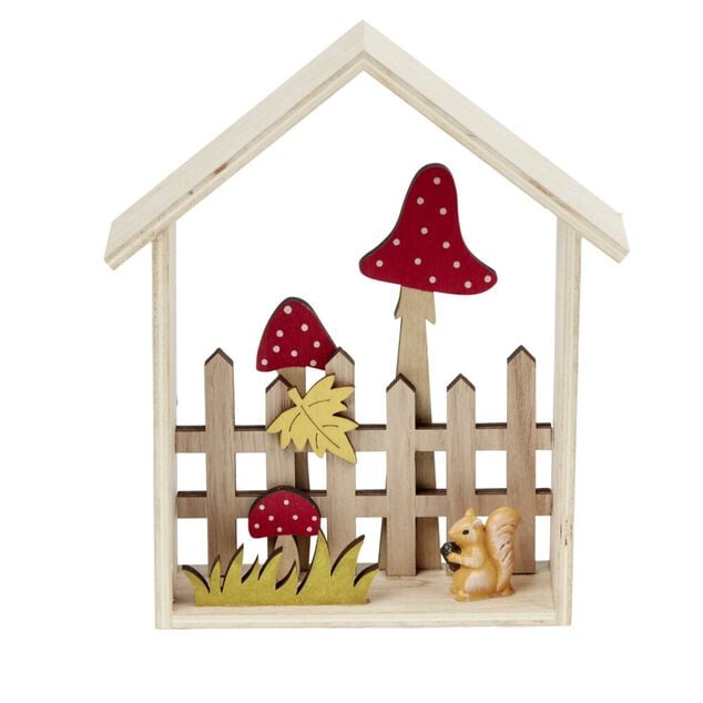 Cadre d&eacute;co bois maison automne