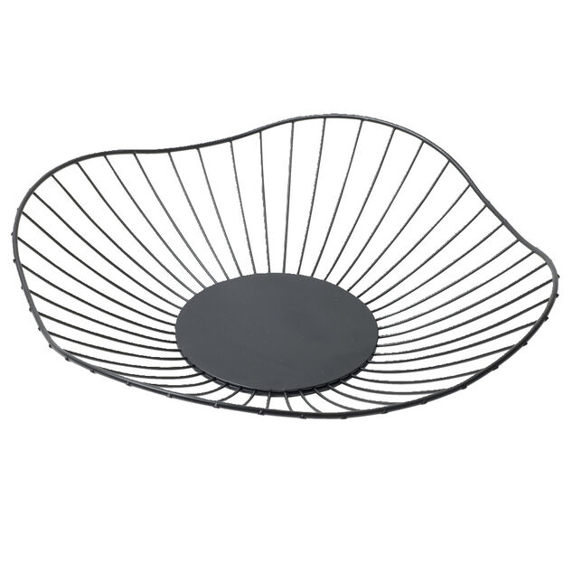 Panière filaire en métal noir 28x28xH7cm