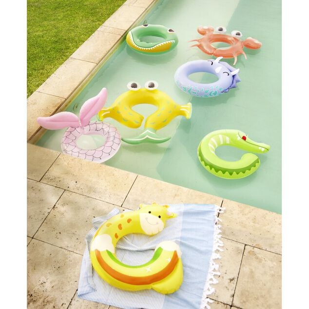 Bou&eacute;e ronde en plastique ouverte design girafe jaune &Oslash;65cm