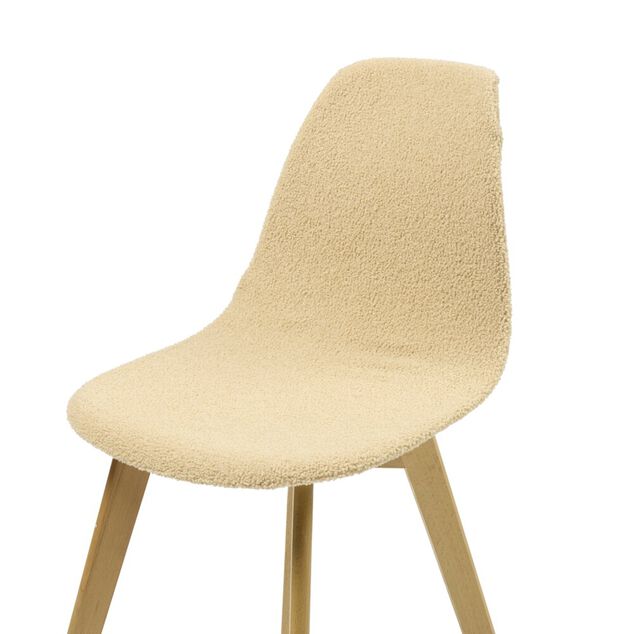 Housse de chaise tissu bouclette beige 45x40x48cm