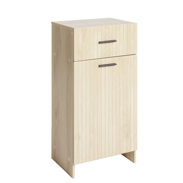 Meuble salle de bain en bois 1 tiroir 1 porte avec pani&egrave;re amovible 40x30xH80cm