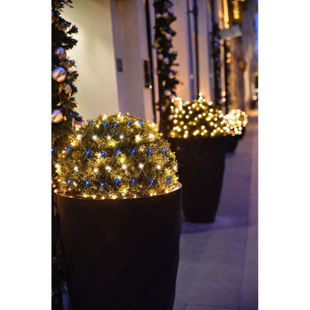 Filet lumineux 100LED bleu et blanc 120x120cm