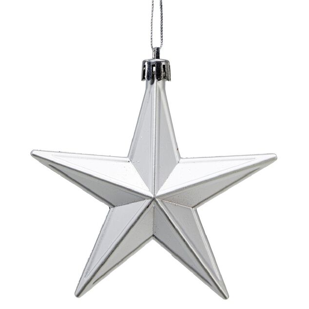 Décoration de Noël étoile à suspendre argentée x6