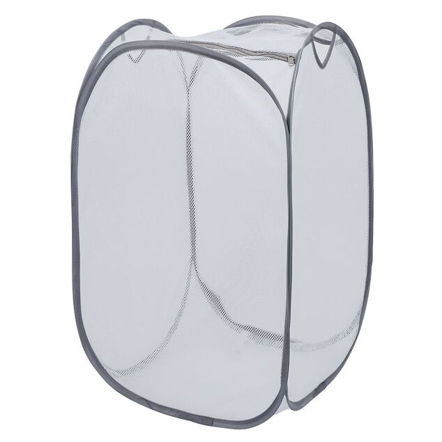 Panier à linge 72L pliable filet gris 38x38xH64cm
