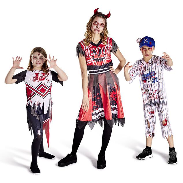D&eacute;guisement enfant Halloween pompom girl tshirt jupe noir rouge 4/6ans