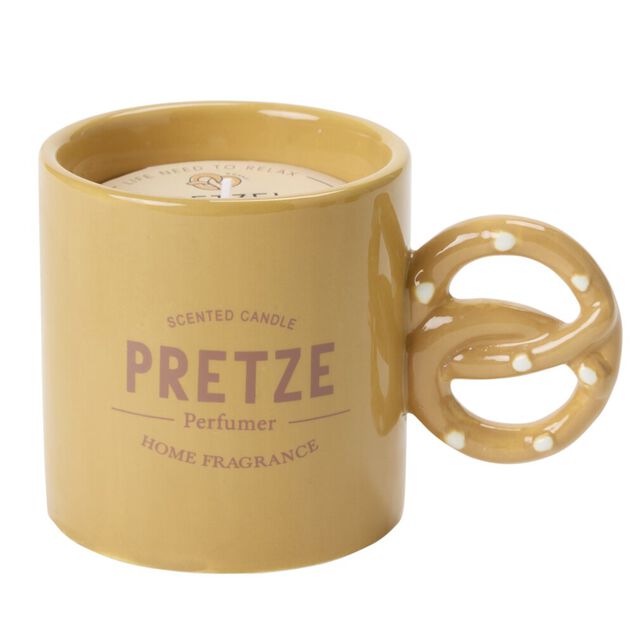 Bougie pot forme mug anse viennoiserie &Oslash;9xH5cm (4 mod&egrave;les)