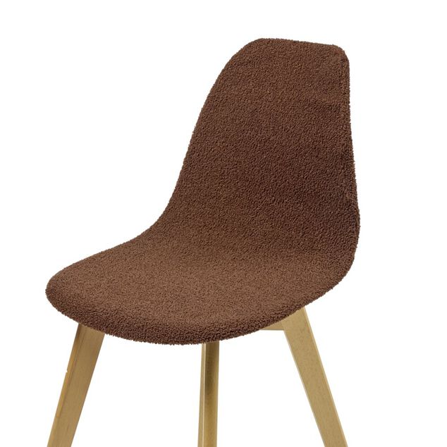 Housse de chaise tissu bouclette marron 45x40x48cm