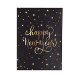 Set de marque place x8 et menu en papier noir Happy New Year L11xH30,4cm