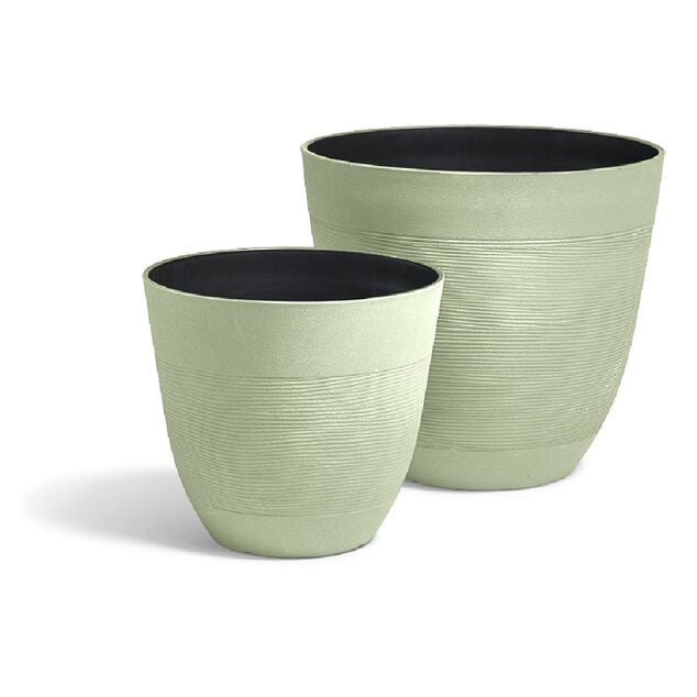 Cache pot grand mod&egrave;le effet stri&eacute; vert 30L &Oslash;40xH36cm
