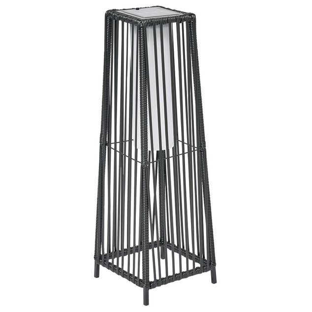 Lampe solaire &agrave; poser urban m&eacute;tal et plastique noir 22x22xH68cm