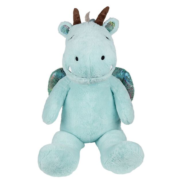 Peluche dragon polyester 100x40x30cm bleu