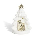 Cr&egrave;che sapin c&eacute;ramique lumineuse H20,3cm