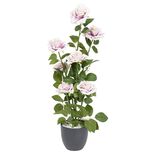 Pot rosier artificiel 7 t&ecirc;tes &Oslash;25xH65cm rose