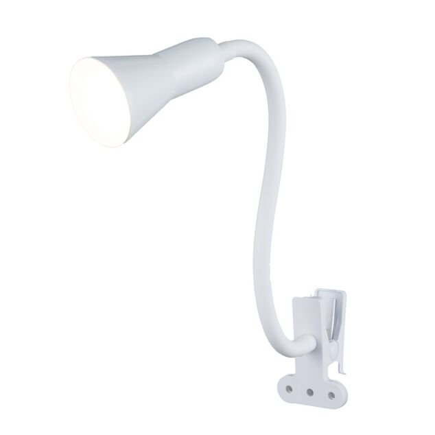 Lampe clip flexible plastique et m&eacute;tal blanc 34cm