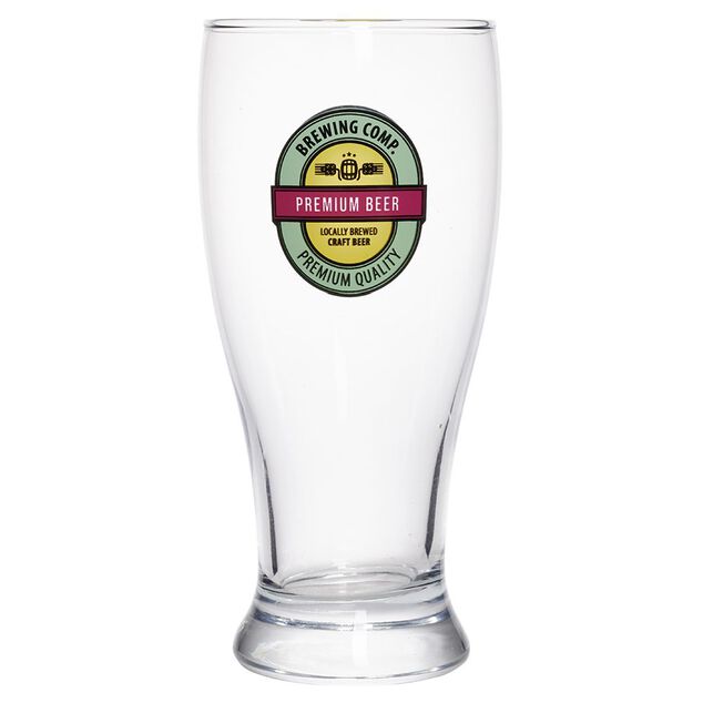 Verre à bière transparent inscription Premium Beer 56,5cl - Ø9,5xH20cm