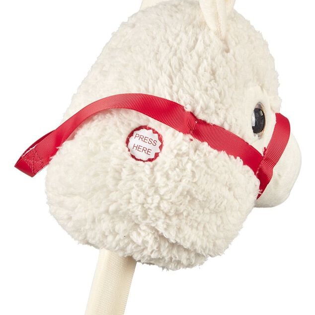 Lama &agrave; chevaucher Choux Bidou beige lani&egrave;re rouge