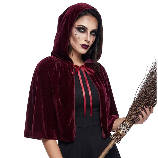 D&eacute;guisement femme Halloween cape avec capuche velours taille unique (2 mod&egrave;les)