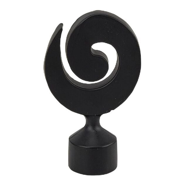 Embout tringle &agrave; rideau &Oslash;20mm m&eacute;tal forme spirale noir mat x2