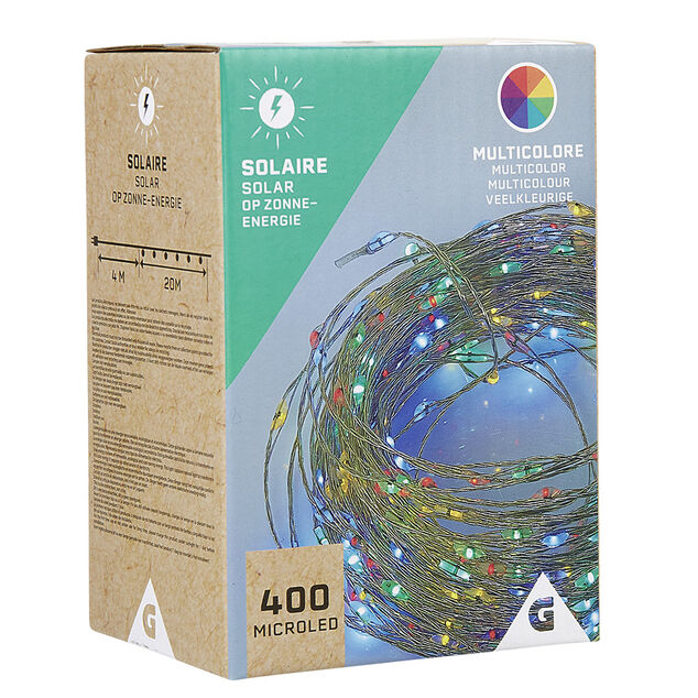 Guirlande lumineuse Solaire 400 microled Multicolore 20 m