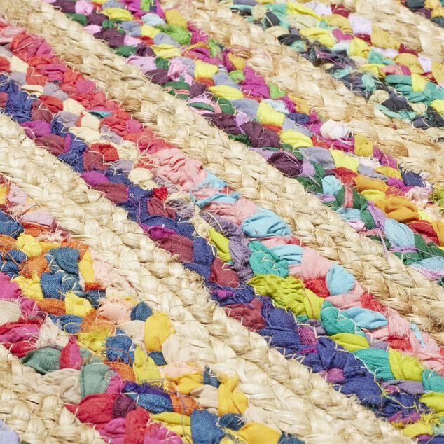 Tapis rectangulaire jute et coton Chindi multicolore 120x170cm