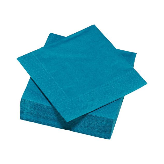 Serviette carr&eacute; unie bleu canard 2 plis en papier x50