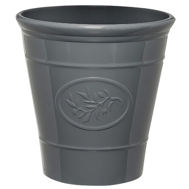 Cache pot motif proven&ccedil;al plastique gris &Oslash;40xH40cm