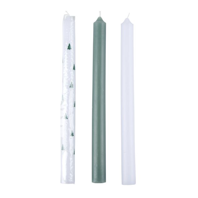 Bougie chandelle x3 motif Noël Ø3xH25,5cm (2 modèles)